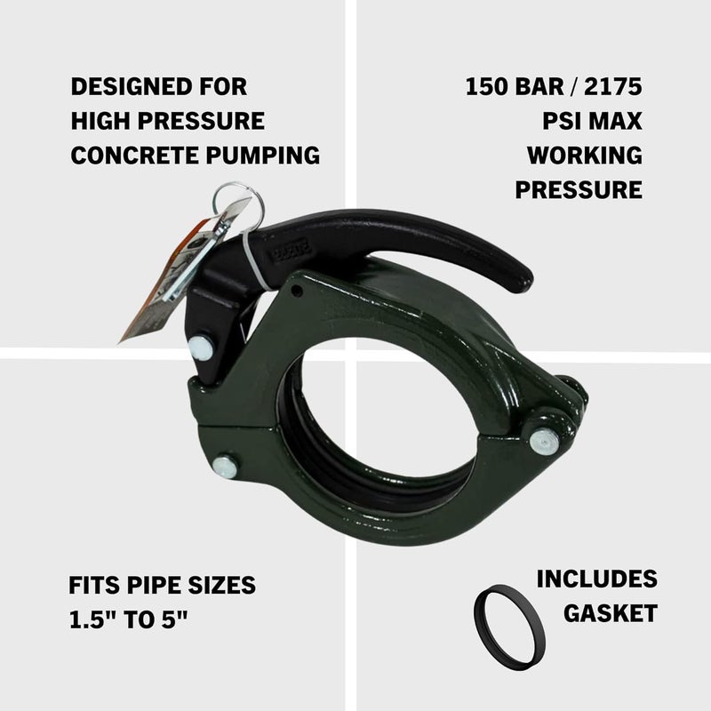 Con Forms Hevi-Duty (HD) Engagement Concrete Pump Placing Line Snap Clamp Shotcrete Laydown System Coupling (2" ID, 2.5" ID, 3" ID, 4"ID) (3) - Image 2